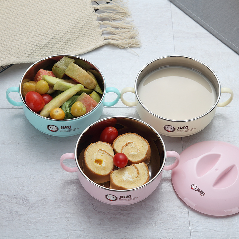뚜껑이 있는 어린이 식기, 유아용 스테인리스 그릇, 단열 식사 그릇, 이유식 보충 그릇, 양이 그릇, 식품 등급