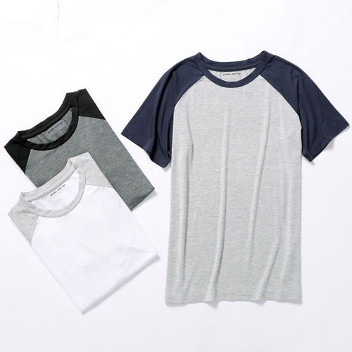 Men's Short Sleeve Sleepwear Single Top Spring and Summer Thin Modal Crew Neck Loose Plus Size T-Shirt Casual Home Wear