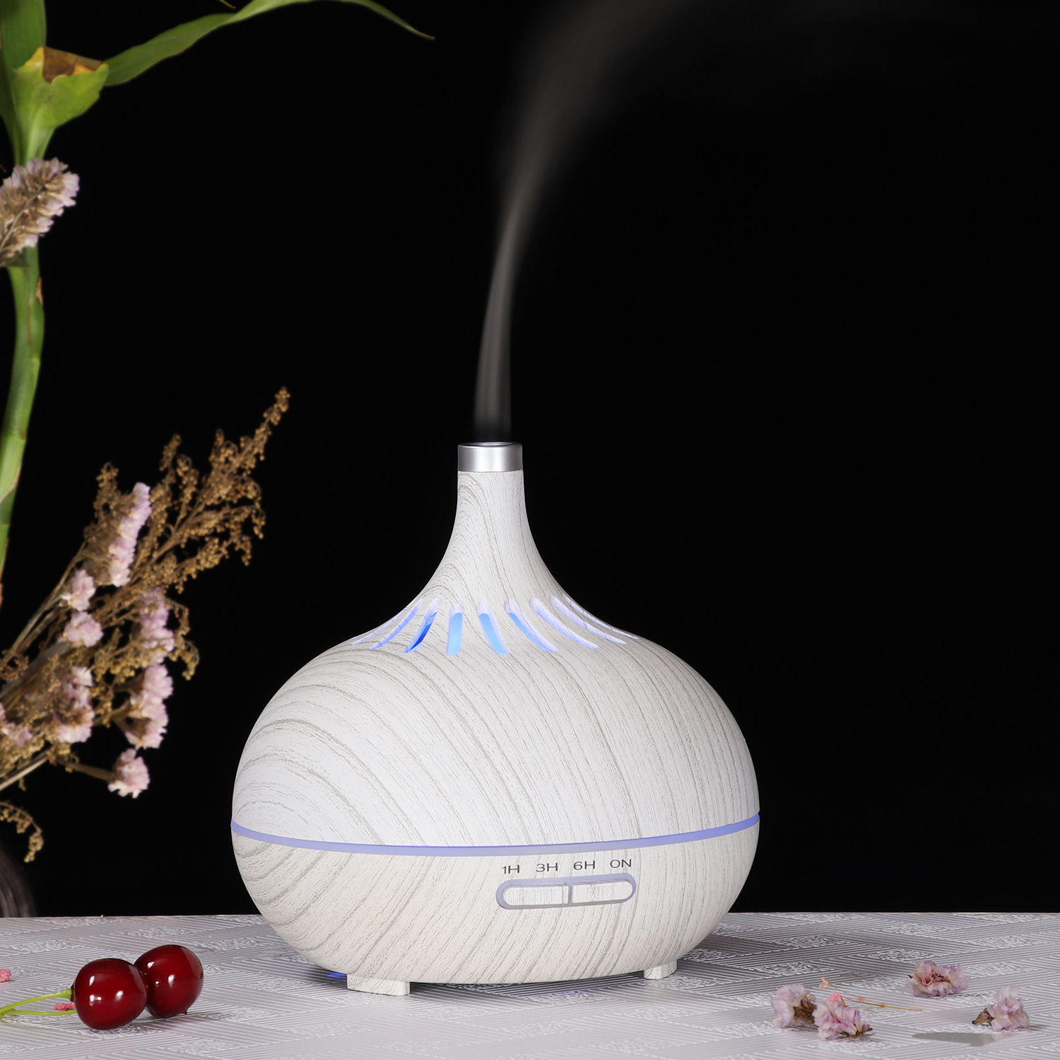 Cross-Border white wood grain aromatherapy humidifier desktop humidification Air mini colorful essential oil diffuser creative Hollow