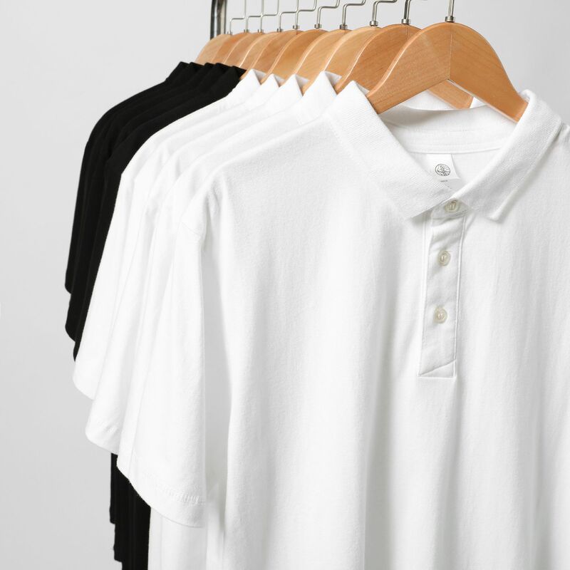 Combed Cotton White Heavyweight Pure Cotton Polo Shirt for Men and Women Summer Pure Color Polo Shirt Short-Sleeved Lapel T-Shirt 250g