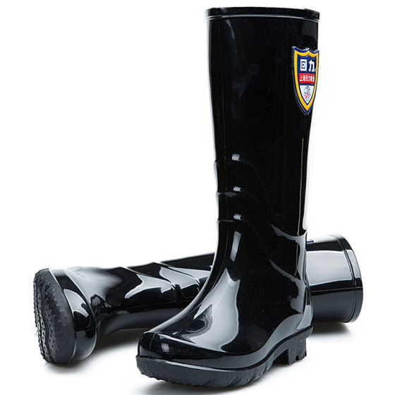 Shanghai Huili rain boots 863 ladies high tube middle tube rain boots non-slip wear-resistant plastic all black water shoes wholesale