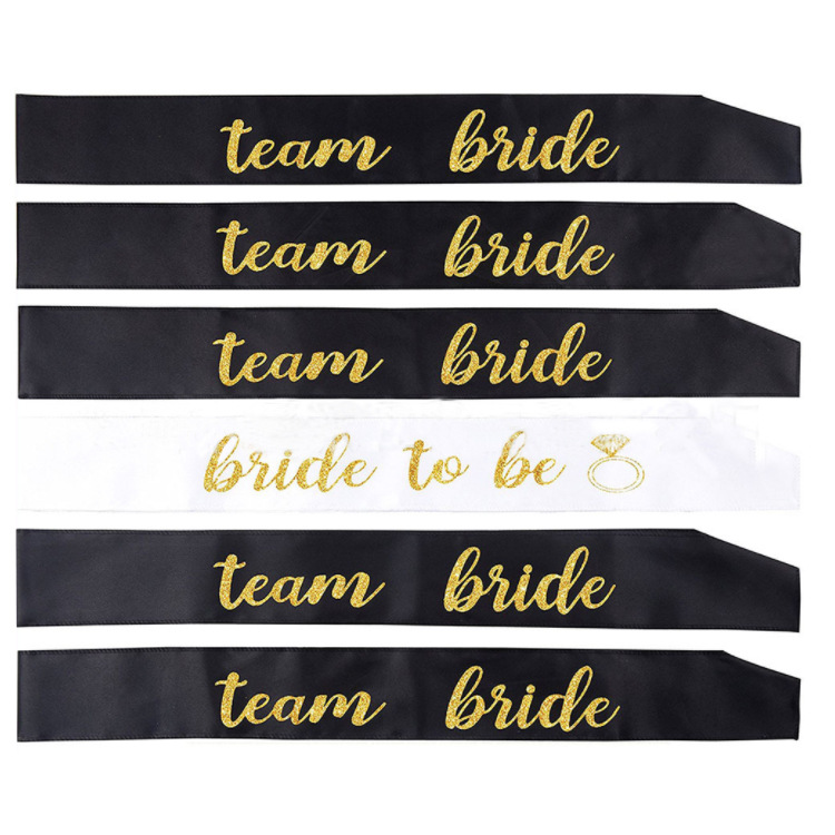 En stock soltero partido ceremonial novia cinturón para ser boda bronceado palabra EQUIPO novia correa de hombro
