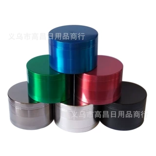 63mm平板金属磨烟器2.5inch四层研磨器weed herb grinder碎烟器