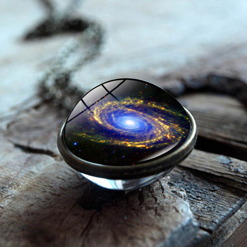 Universe nebula Time gem necklace jewelry cross-border European and American double-sided glass ball pendant sweater chain wholesale Universe nebula Time gem necklace jewelry cross-border European and American double-sided glass ball pendant sweater chain wholesale