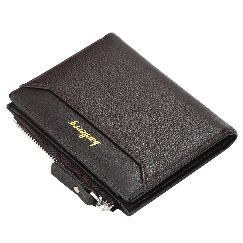 Men's Short Wallet Korean Multi Card Driver's License Card Bag Thin Zipper Buckle Zero Wallet