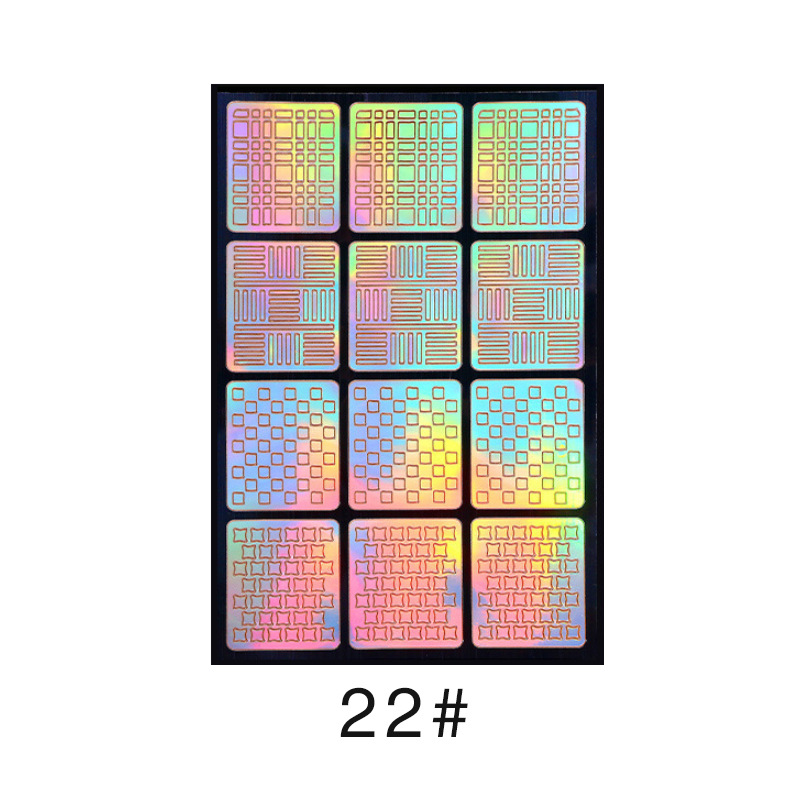 Colorido láser hueco pegatinas de uñas plantilla de impresión de uñas plantilla grande pintada de impresión transfronteriza exclusiva para la venta al por mayor