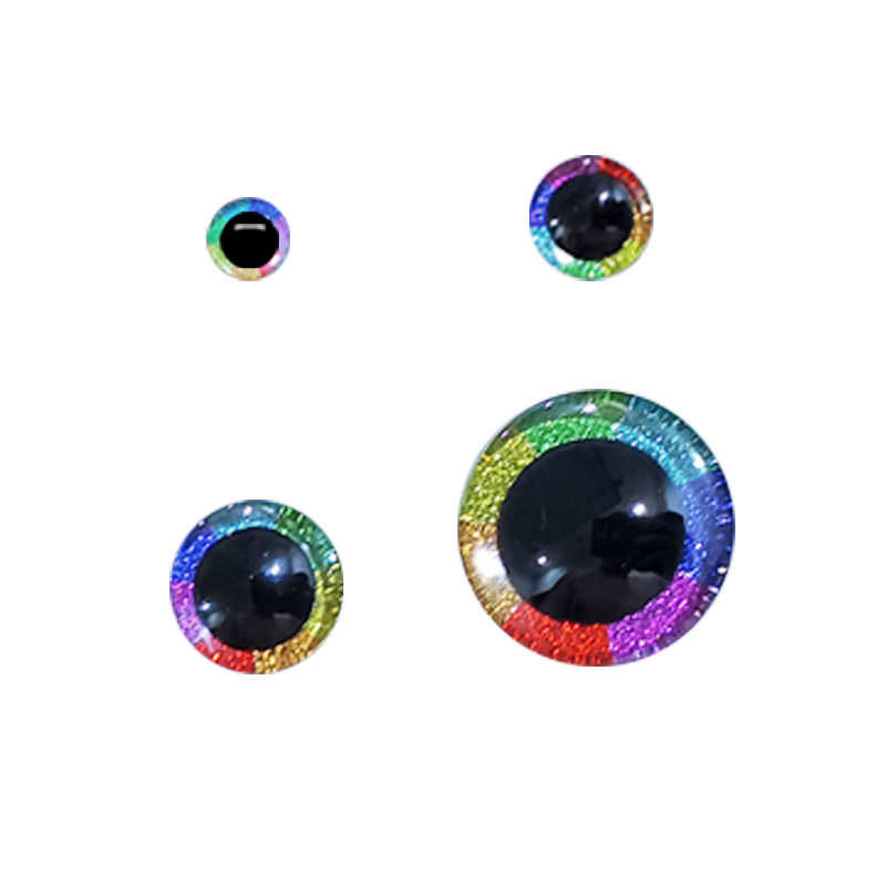 3D Big Eyes Rainbow Color Stereo Plush Toy Accessories Colorful Trapezoidal Eyes Animal Multi-Color Glitter Glitter Eyeballs