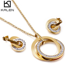 Wholesale New European and American Stainless Steel Accessories Double Ring Interlocking Diamond Women's Accessories Supply Wholesale