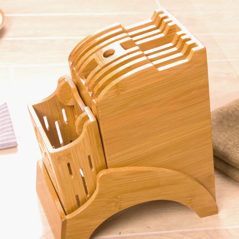 Suministro directo de fábrica de bambú multi-funcional cuchillo de cocina suministros cuchillo almacenamiento rack de almacenamiento al por mayor de una sola pieza de entrega