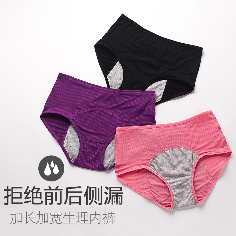 Foreign Trade Cross-Border Plus Size 10-Size Mesh Breathable Leak-Proof Mid-High Waist Women's Menstrual Period Panties 9044