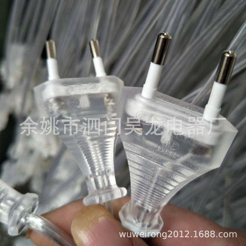 生 产供应 两芯透明电源线 两插透明欧规电源线 纯铜线芯
