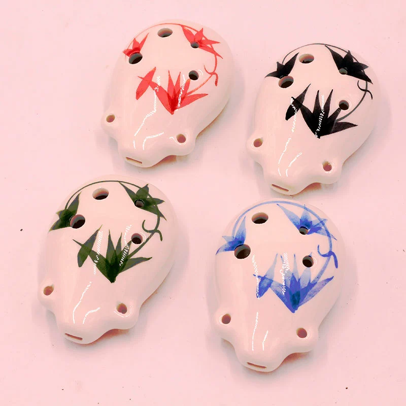 Оптовый короткий рот - Potaro 6-отверстий Junior Sixth Learning Six -Pacial Middle Sound Cracking Tattoos Hand -painted Hand -painted