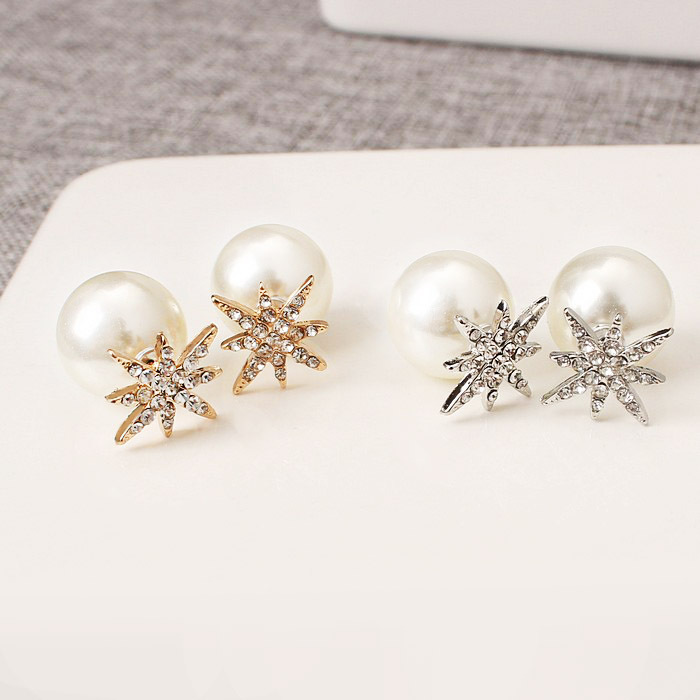 Earrings with zircon pearl