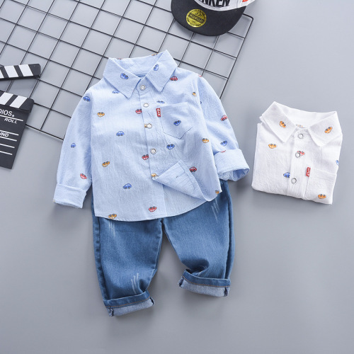  Autumn Casual Children's Clothing Boys' Shirt Long Sleeve Pants Set Kindergarten Spring and Autumn Uniform Two-Piece Set 