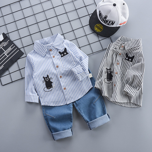  Autumn Casual Children's Clothing Boys' Shirt Long Sleeve Pants Set Kindergarten Spring and Autumn Uniform Two-Piece Set 