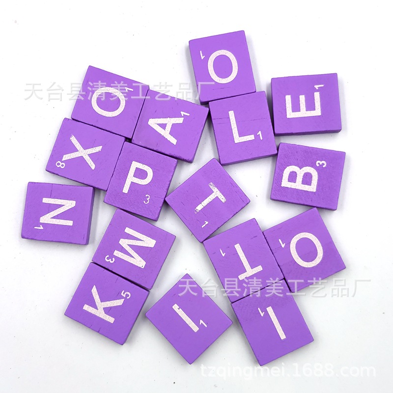 Letras blancas coloridas cartas de rompecabezas de educación temprana cuadrados estándar piezas de madera 100 unidades un paquete