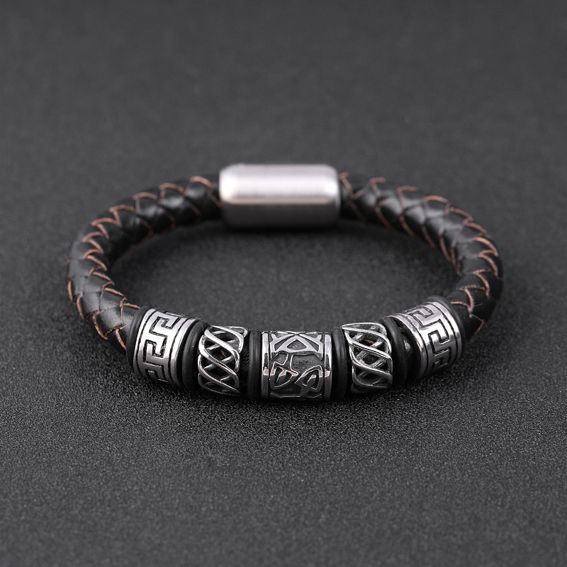 Fashion Hot Selling Personalized Cowhide Bracelet Woven Men's Genuine Leather Bracelet Leather Bracelet Men's Jewelry