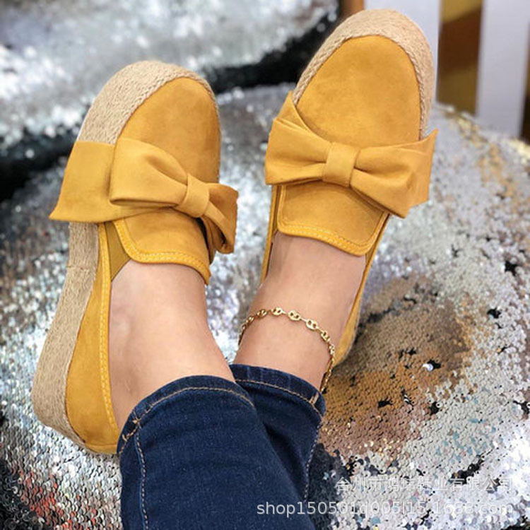 European and American style foreign trade new women's shoes 2025 spring and autumn thick bottom middle heel bow single shoes women manufacturers wholesale