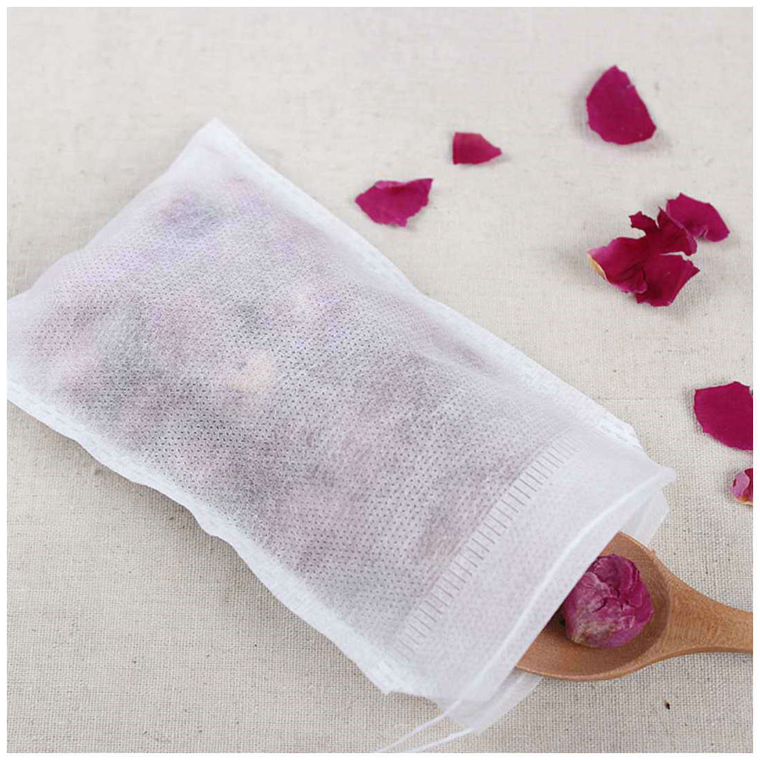 100个茶包袋抽线热封反折无纺布袋一次性茶包袋煎中药茶叶包装袋