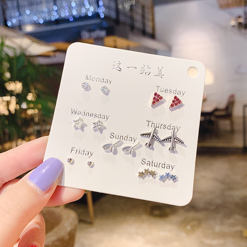 Pendientes de moda de estilo coreano pendientes simples para mujeres ins pendientes elegantes de celebridades de Internet Corea del Sur lindos pendientes de aleación fresca