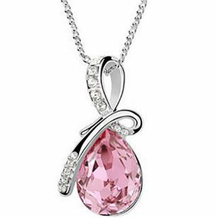 [Аксессуары оптом корейского стиля серебрёное necklace капля воды ангел слеза подвеска австрийский кристалл драгоценная серебряная вставка]