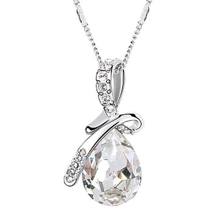 [Аксессуары оптом корейского стиля серебрёное necklace капля воды ангел слеза подвеска австрийский кристалл драгоценная серебряная вставка]