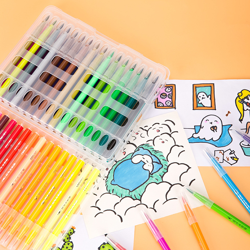 Deli acuarela pluma suave cabeza de pintura para niños conjunto de plumas 12 colores 18 colores 24 colores 36 colores 48 colores pluma de color lavable