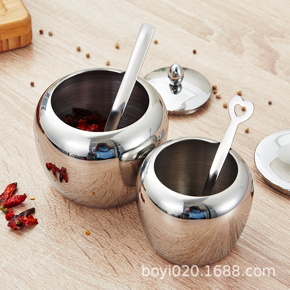 304 condimento de acero inoxidable tarro condimento tarro sal azúcar tarro utensilios de cocina condimento caja