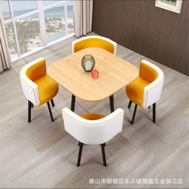 Conjunto de mesa y sillas para recepción, mesa de negociación, mesa y sillas para recepción de tienda, mesa redonda pequeña de oficina, estilo empresarial