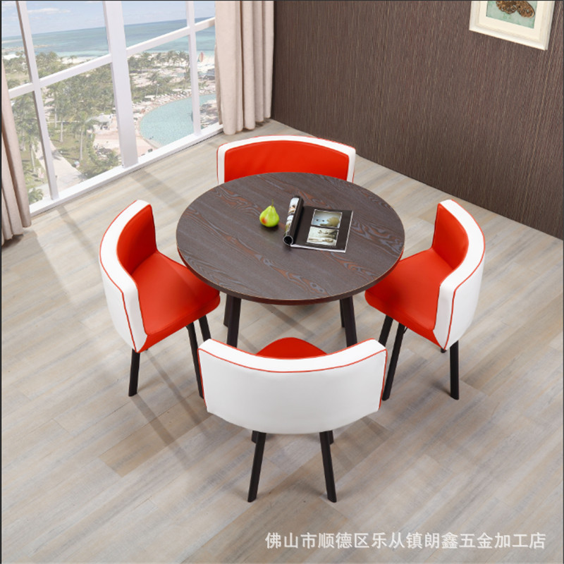 Conjunto de mesa y sillas para recepción, mesa de negociación, mesa y sillas para recepción de tienda, mesa redonda pequeña de oficina, estilo empresarial