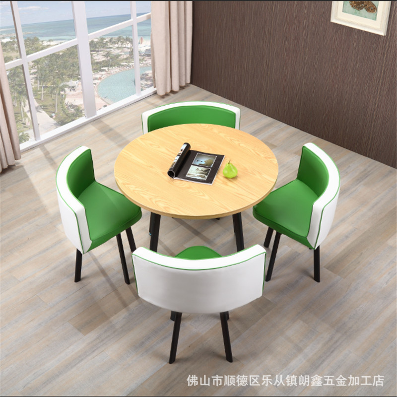 Conjunto de mesa y sillas para recepción, mesa de negociación, mesa y sillas para recepción de tienda, mesa redonda pequeña de oficina, estilo empresarial