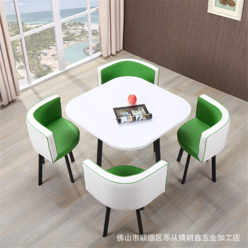Conjunto de mesa y sillas para recepción, mesa de negociación, mesa y sillas para recepción de tienda, mesa redonda pequeña de oficina, estilo empresarial