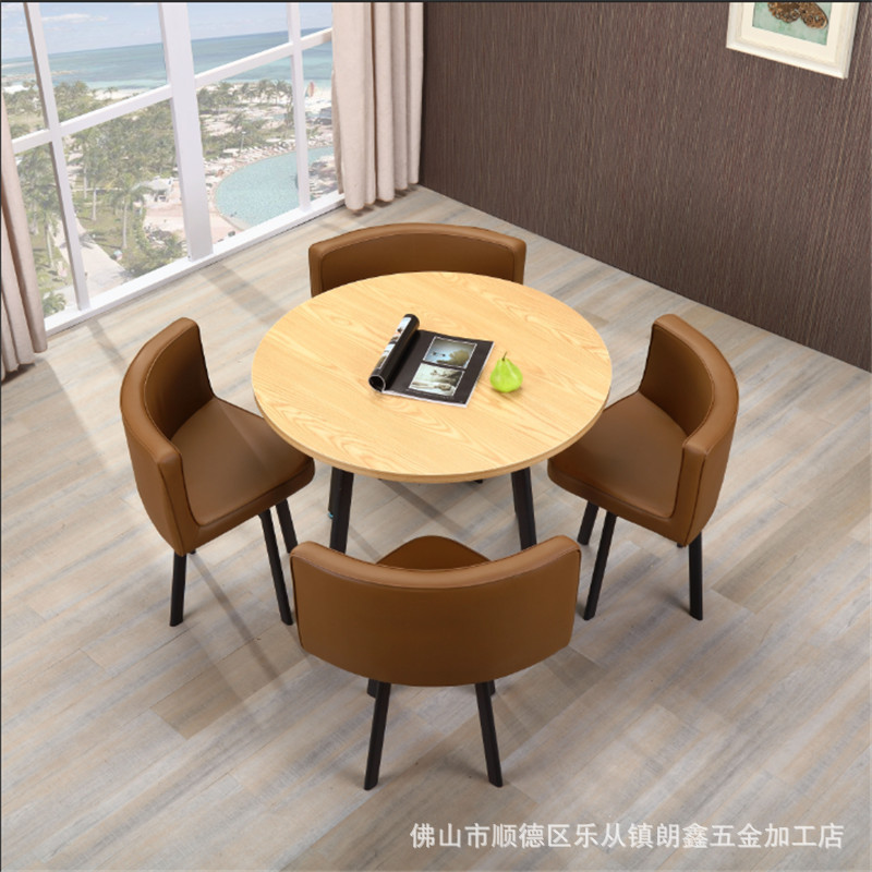 Conjunto de mesa y sillas para recepción, mesa de negociación, mesa y sillas para recepción de tienda, mesa redonda pequeña de oficina, estilo empresarial