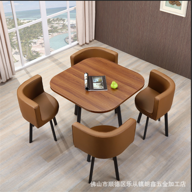 Conjunto de mesa y sillas para recepción, mesa de negociación, mesa y sillas para recepción de tienda, mesa redonda pequeña de oficina, estilo empresarial
