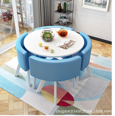 Conjunto de mesa y sillas para recepción, mesa de negociación, mesa y sillas para recepción de tienda, mesa redonda pequeña de oficina, estilo empresarial