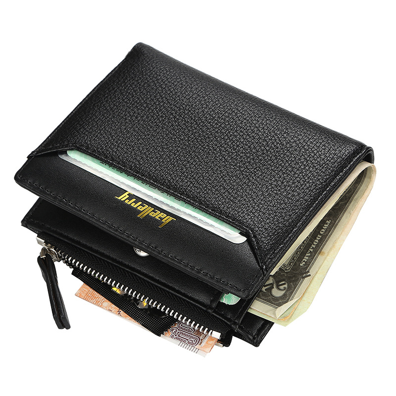 baellerry Men's New Style Wallet Fashionable Short Zipper Coin Purse Open Wallet Multi-Card Card Bag