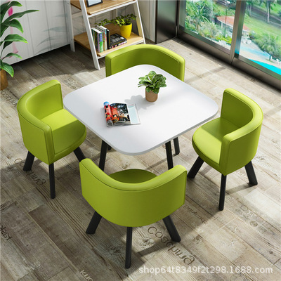 White wooden board + light green leather + water curved frame