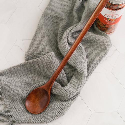 Creative Korean wooden rice spoon, extended soup spoon, coffee spoon, long handle mixing spoon, cooking spoon 33cm wholesale