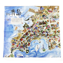 手绘青岛地图出差带一本手绘地图去青岛旅游纪念品本心如荷文创