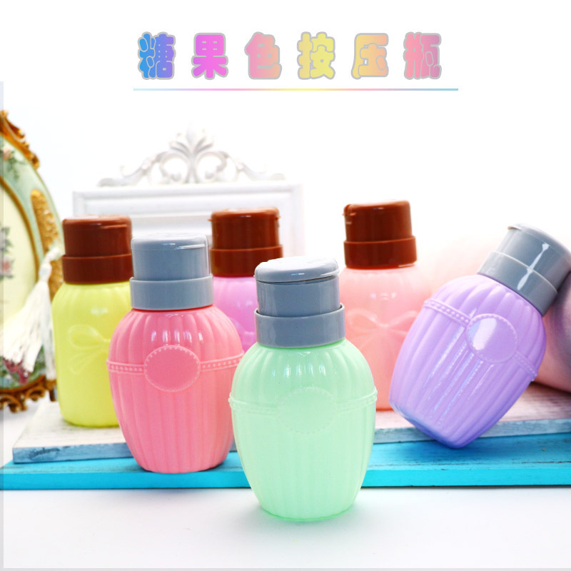 Japanese Nail Tools Press Bottle Cleaning Liquid Nail Dispenser Washing Pen Water Empty Bottle Candy Color Bow Nail Supplies