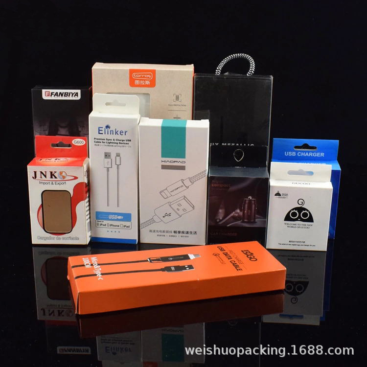 数码手机配件3C电子类覆膜包装纸盒开窗折叠纸盒银卡磨砂印刷彩盒