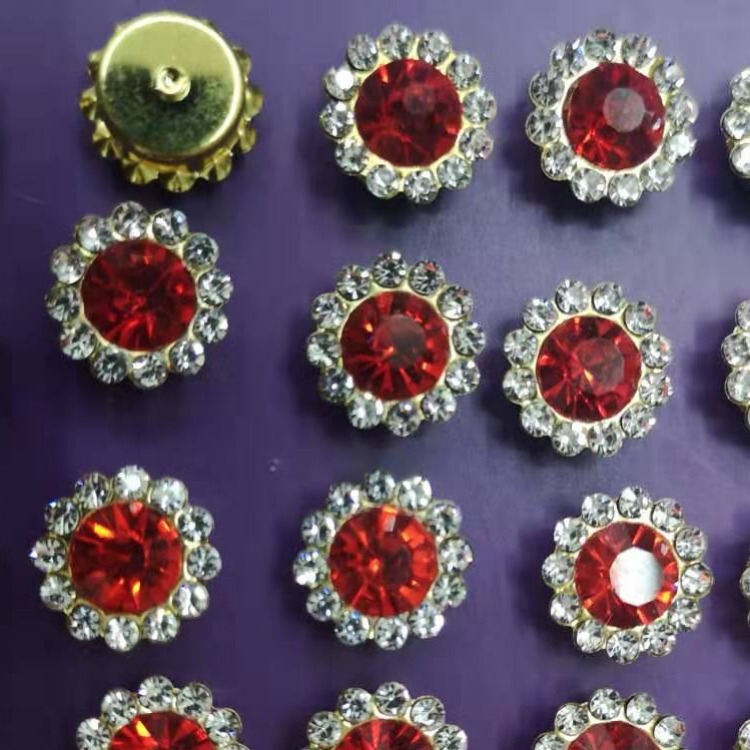 Sunflower Diamond round flower plate diamond buckle bow handmade diy hair accessories beaded accessories double-layer flower Rhinestone