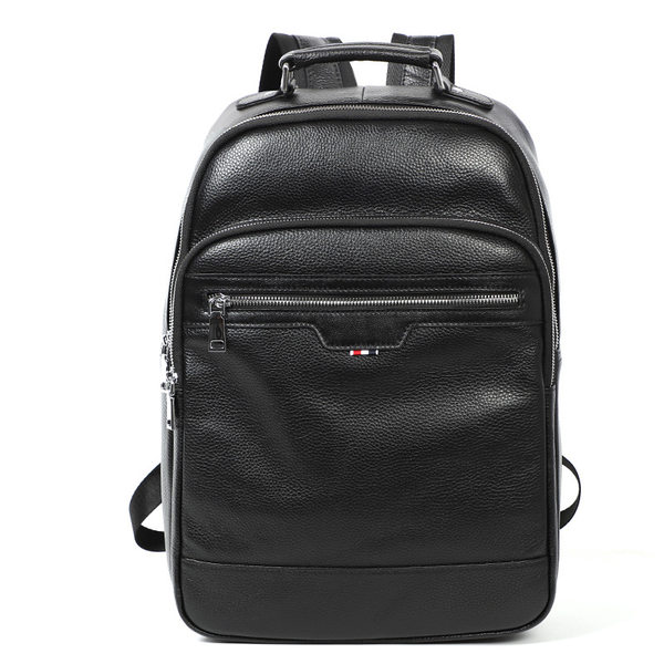 Ba lô nam da bò lớp đầu tiên, ba lô da đựng laptop 14 inch kiểu công sở — Màu đen