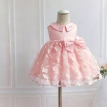 2026婴儿满月周岁礼服童裙 韩版蕾丝甜美儿童连衣裙