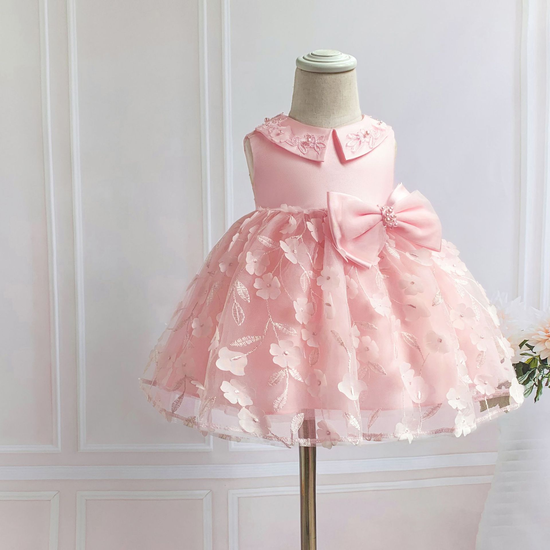 2026 Baby Full Month Birthday Dress, Korean Style Lace Sweet Children's Dress