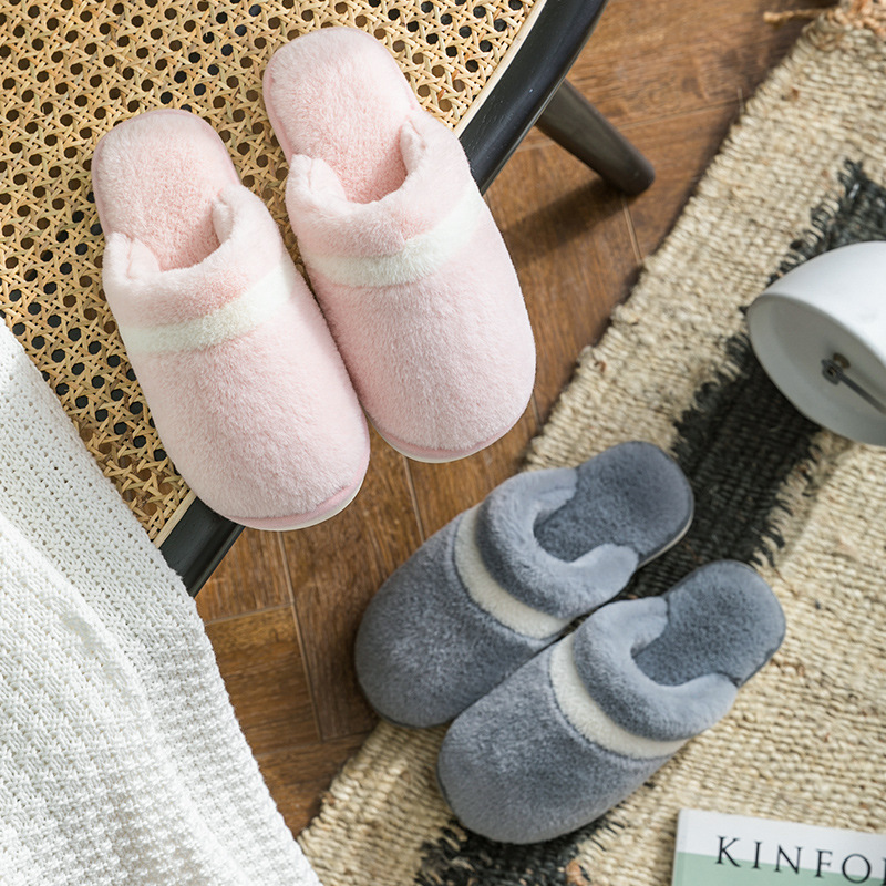 Women Plush Slip-On Autumn Winter Bedroom Soft Non-Slip Indoor Shoes_voghion.com