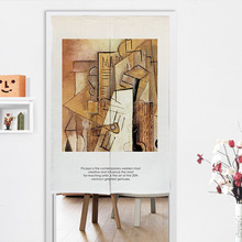棉的生活 毕加索抽象油画门帘 隔断帘厨房布帘 家用来图免打孔