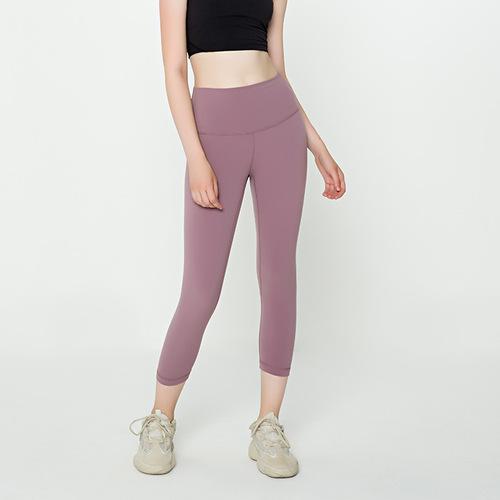 Yoga Pants Women's Spring and Summer Outerwear High-waisted Hip-Lifting Seamless Nude Pants Cropped Pants Sports Tight Fitness Pants