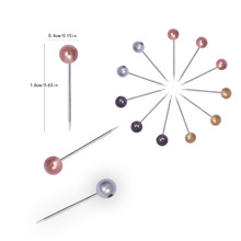 4mm金属色电镀塑料大头针 多种规格圆球针 图钉大头针圆球针盒装