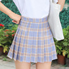 Plaid demi-season mini-skirt, pleated skirt, Amazon, Korean style, A-line